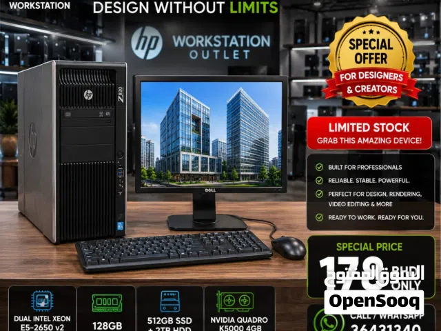 HP Workstation Xeon 32 Core's Computer Set 22 LED 128GB RAM NVidia 4GB Graphics 512GB SSD