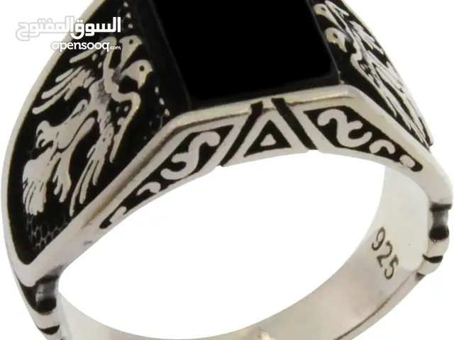 Solid 925 Sterling Silver Rings for Men Turkish Handmade Onyx Stone Ea