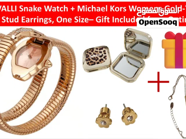 ساعه ماركة اصلية JUST CAVALLI Watch +  Michael Kors Earrings +  Ontime Bracelet