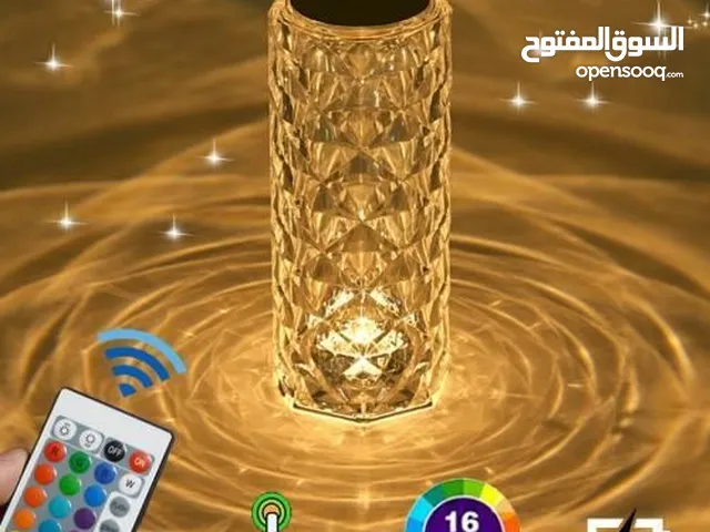 Crystal Rose Diamond Touch Lamp LED RGB 16 Colors USB Charging with Remote Table Lamp اضائة زينة