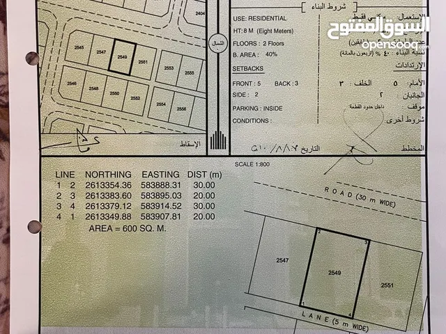 أرض سكنية وسطية بواجهة شمالية للبيع في بركاء – الدهس فرصة استثمارية مباشرة من المالك