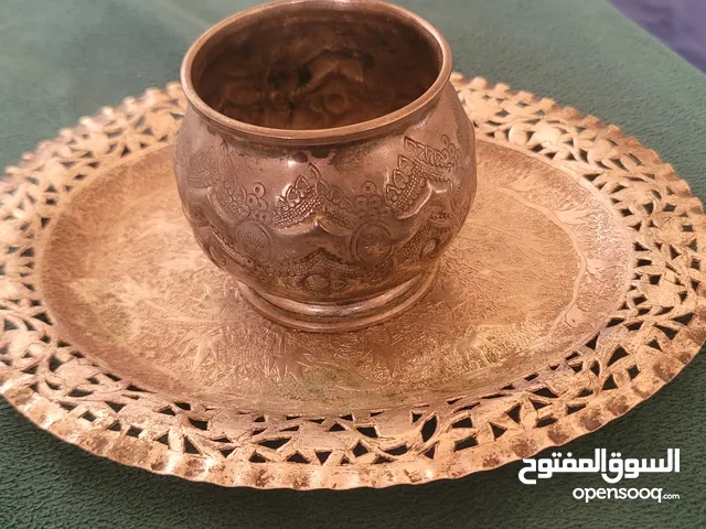 OLD ANTIQ Silver plated hand made plate and bowl  [SMALL SIZE ]