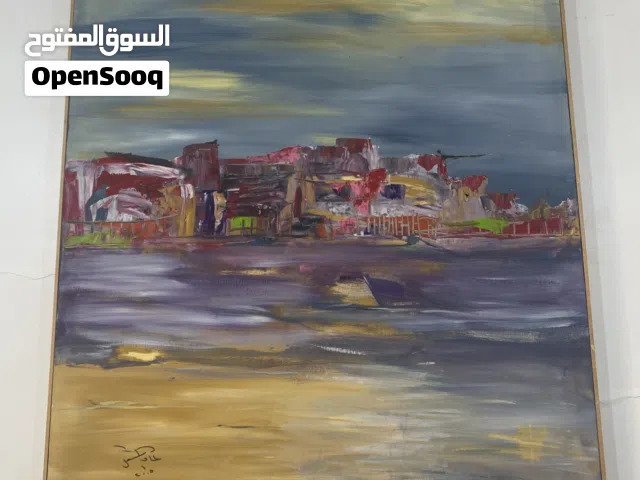 لوحه كبيره رسم يدوي بالوان زيتيه للبيع السريع