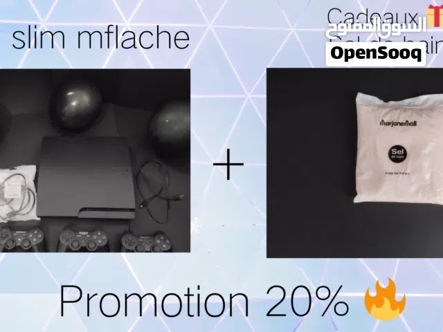 OFFRE EXCLUSIVE À TANGER : PS3 Slim mflache avec 2 Manettes + Jeux installés + Cadeau Sel de Bain Ma