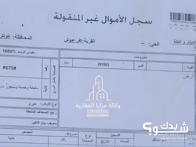 كفر عبوش، بمساحة 675 متر