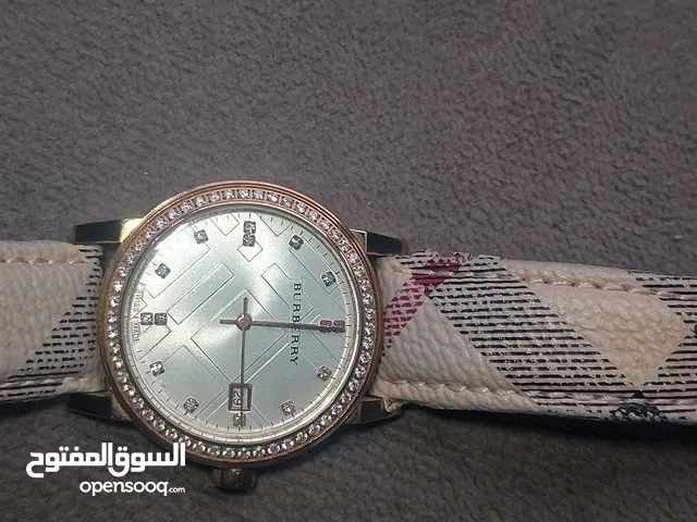 ساعه ستاتي ذهبي كستك جلد اصلي سويسري اصلي نوع بيربيري