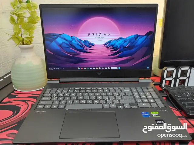 لابتوب جيمنج hp victus جديد بالكفالة مع اكسسواراته (قاعدة تبريد - جهاز سحب الهواء الساخن - الخ)