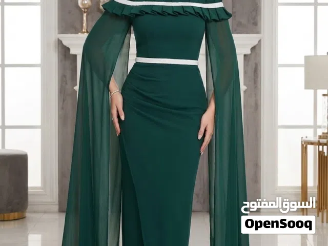 فستان زيتوني يلبس من وزن 45الى وزن 80