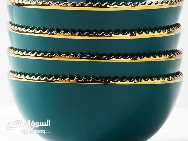 Set of 4 ceramic bowls dark green phnom penh