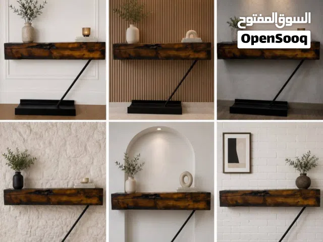 طاولات خشبية مع معدن