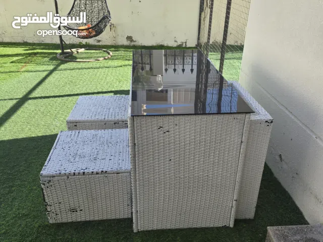 outdoor garden white table with 4 chairs