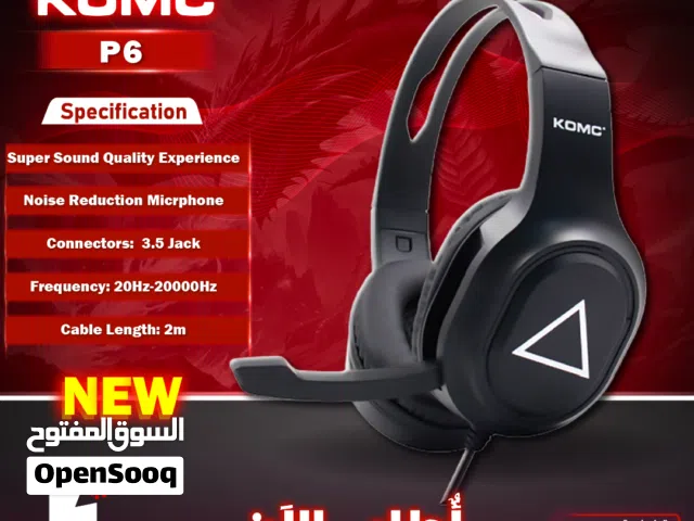 سماعات براند كوميك تصميم مريح KOMC P6 Headset For PS4/ Mobile Gaming Headset PC/ phone headset