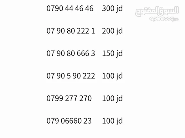 Zain VIP mobile numbers in Amman