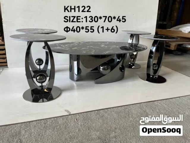طقم طاولات قهوة رخامي مودرن 7 قطع بتصميم فاخر - KH122