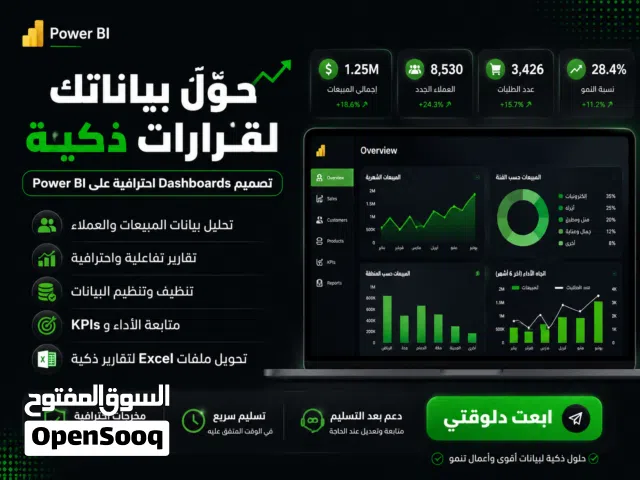 تحليل بيانات وتصميم Dashboards احترافية على Power BI