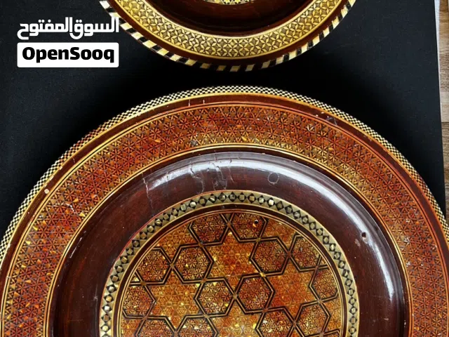 أطباق خشبية موزاييك (صدف وشرقايات) صناعة يدوية فاخرة