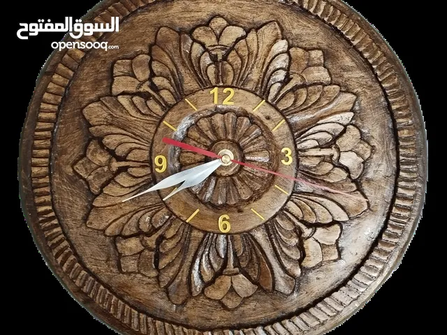 handmade flower woodcarving wall clock