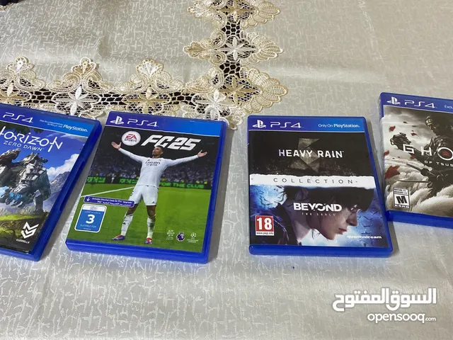 Horizon Zero dawn & Fc 25 & heavy rain collection beyond two souls & Ghost of tusushima PS4 games