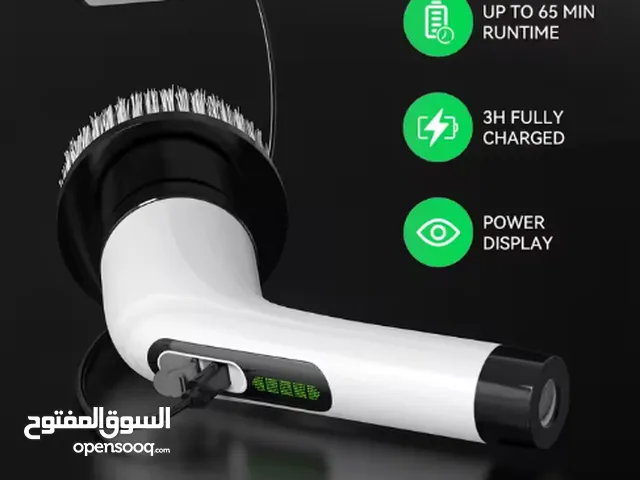 فرشاة تنظيف لاسلكية كهربائية دوارة، فرشاة تنظيف الدش مع 7 رؤوس فرشاة قابلة للاستبدال، منظف الطاقة