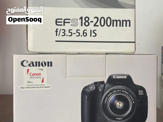 لبيع كاميرا  canon 650d مع عدسة EFS18-200mm f/3.5-5.6 IS