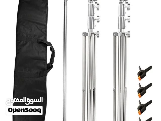 طقم ستاندات تصوير احترافية + عمود خلفية + مشابك + حقيبة