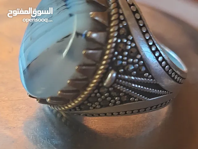 خاتم حجر فضة مع عاج
