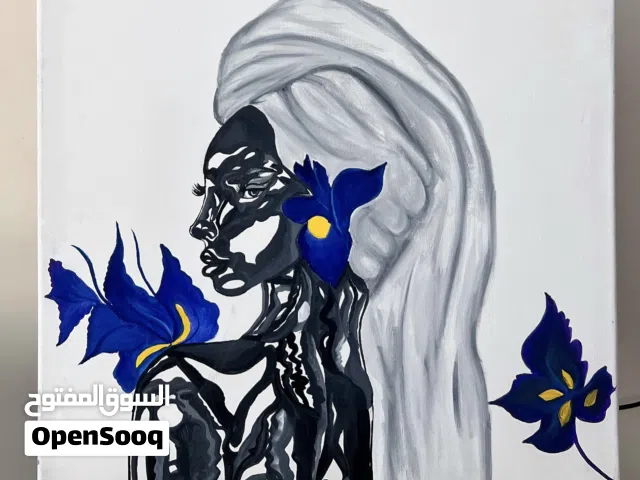 لوحة فنية  مرسومة بدقة    “المرأة الحديدية: جمال وقوة متجسد في تفاصيل أكريليك دقيقة