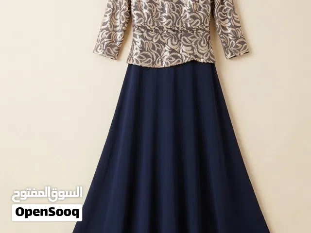 فستان سهرة أسود وذهبي- لبسة واحدة