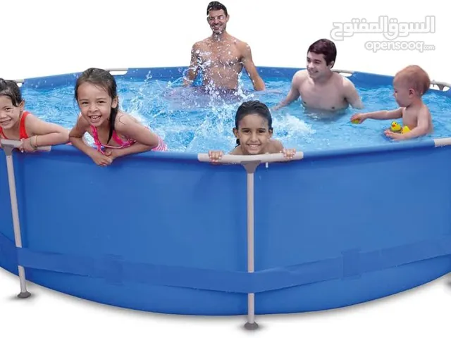 حوض سباحة بإطار معدني 10 قدم × 30 بوصة مع مضخة فلتر،   4485 لتر،   أزرق،   305 × 76 سم  حمام سباحة ب