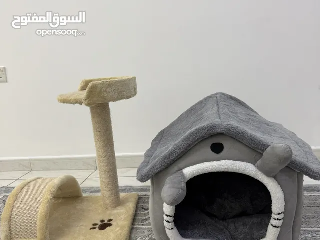 Stylish cat house and scratching post combo