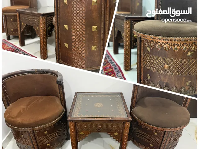 Antique Wooden Chairs + Matching Table Set Vintage Antique Design with traditional artistic touch