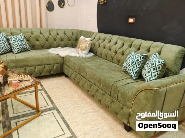 كورنر تفصيل 9مقاعد طبقة بولستر اسفنج ضغط قماش وتربروف ضد الماء لون زيتي