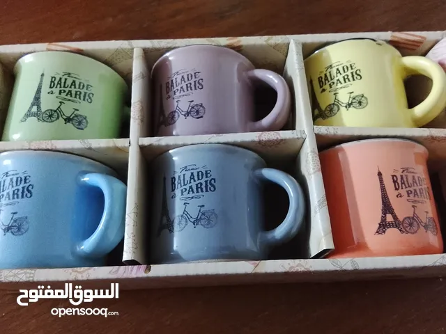 6فناجين قهوة ترند السنة فخمة أنيقة مرتبة ماركة BALADE PARIS بستة ألوان ازرق اصفر برتقالي سكني اخضر
