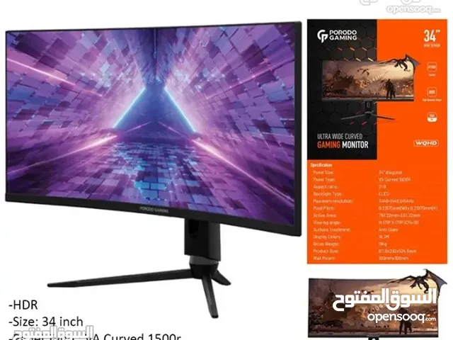 Porodo Gaming Ultra Wide_Curved Monitor 34 - PDX524-BK l Brand-New l