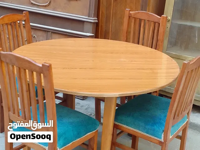 ربنا يبارك لصاحب النصيب سفرة 4 كراسي وترابيزة مدورة عرض 120سم عمولة العمولة خشب زان بالكامل بحال