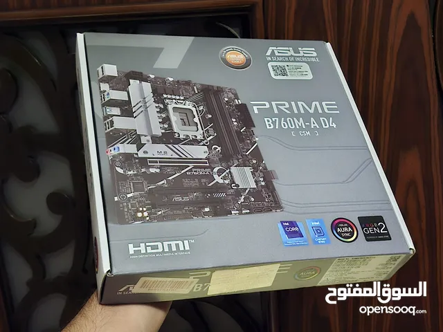 ASUS PRIME B760M-A D4-CSM للبيع بوردة معالجات إنتل LGA1700 بوردة جديدة لم تستخدم ومعاها ضمان 3 سنين