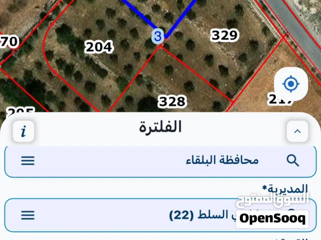 أرض للبيع السلط ضاحية الزهور دونم ومائتان م على شارعين من المالك مباشرة