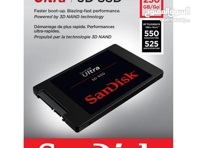 هارد دسك داخلي أس أس دي 250GB SAN DISK ULTRA 3D NAND 20X SPEED DESKTOP - LAPTOP GAMING SSD 2.5 INCH