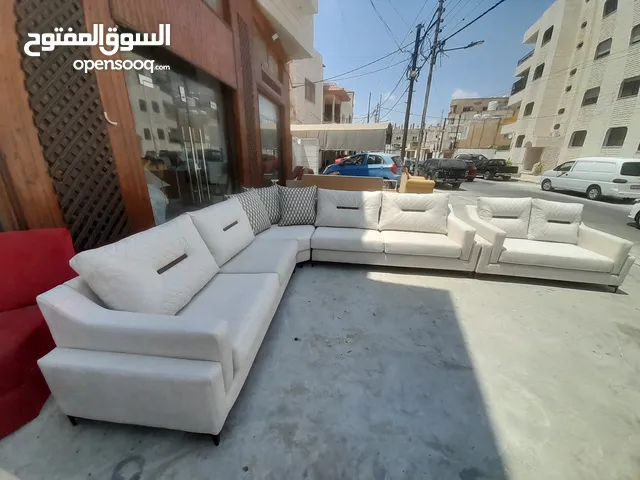 طقم كورنر فاخر جديد لغرفة جلوس او غرفة ضيوف حرف L مع ثنائية
