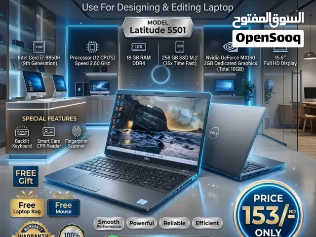 DELL Core i7 (12 CPUs) (H Processor) Laptop 15.6 Full HD NVidia Geforce 2GB Graphics Card 16GB Ram