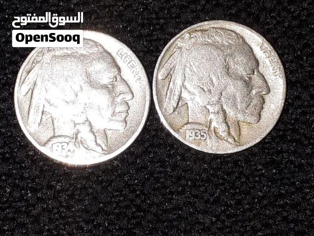 عملتين 5 سنت البافلو الأمريكييه  1935 و 1934 من النوادر السعر موجود في تفاصيل الاعلان