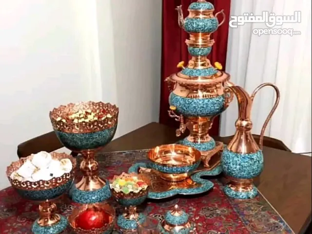 أجمل أطقم الأواني النحاسية المزخرفة بالفيروز