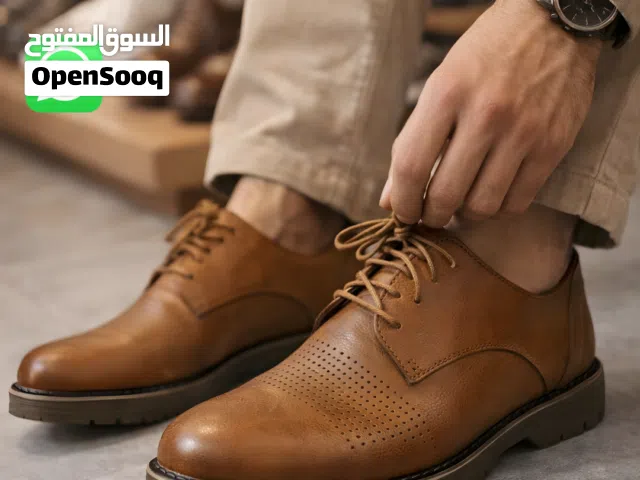حذاء رجالي جلد طبيعي بني ماركة DODGE – جديد – مقاس 43 شحن مجاني