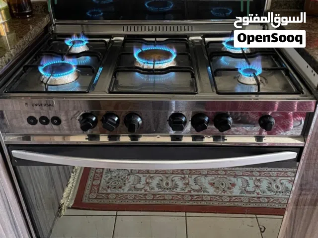 فرن 90 سم بحالة سوبر ممتازة كروم كامل 5 شعلات حاميات بحالة ممتازة