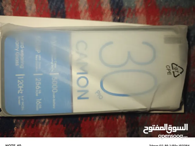 جهاز CAMON 30 pro ذاكره 256 العشوائي8+8=16 جهاز جديد السعر90 مجاله85قفل