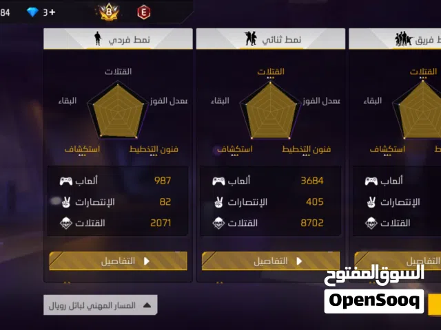 حساب فري فاير للبيع