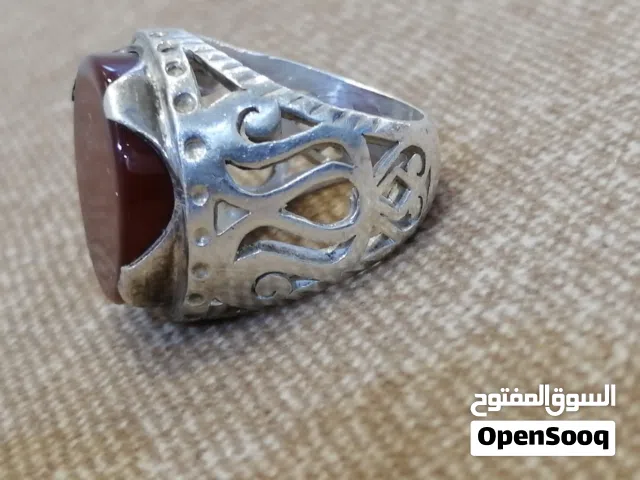 خاتم عقيق قديم فضة عيار 925