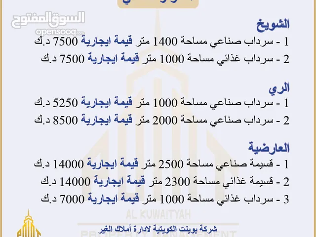 للإيجار سرداب ( مخزن ) صناعي مساحة 1400 متر في الشويخ For Rent Basement in Shuwaikh