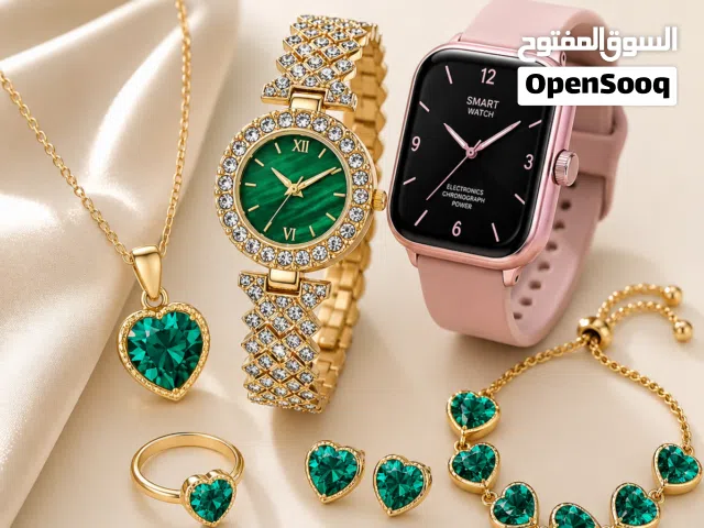 سعره بي مجال افضل طقم مجوهرات نسائي تاخذه هدية ساعة ذكيه مع ساعة كلاسيكيه رومانيه مع اكسسوارات