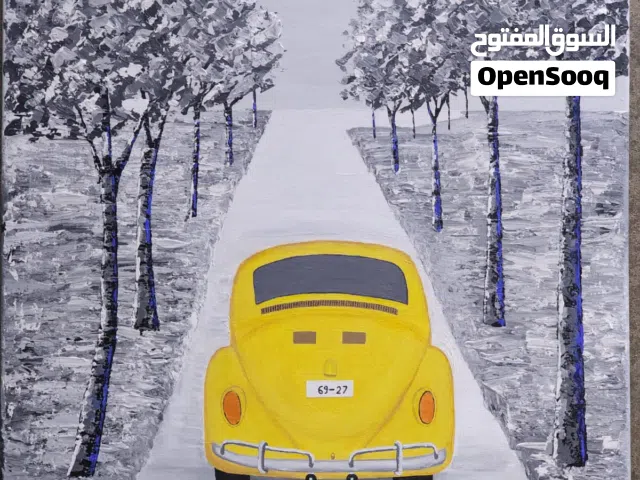 لوحة فنية يدوية بألوان اكريلك